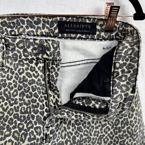 All Saints Womens Ava Straight Jeans Leopard Sz 27 - Picture 8 of 12